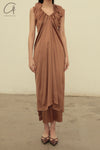 BASERANGE 24 Autumn/Winter Satin Dress Portugal BAS-DRMAX-SS-WI24-ZONG Emerald Brown
